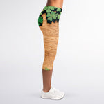 Irish Four Leaf Clovers Wood Print Women's Capri Leggings