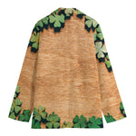 Irish Four Leaf Clovers Wood Print Women's Cotton Blazer