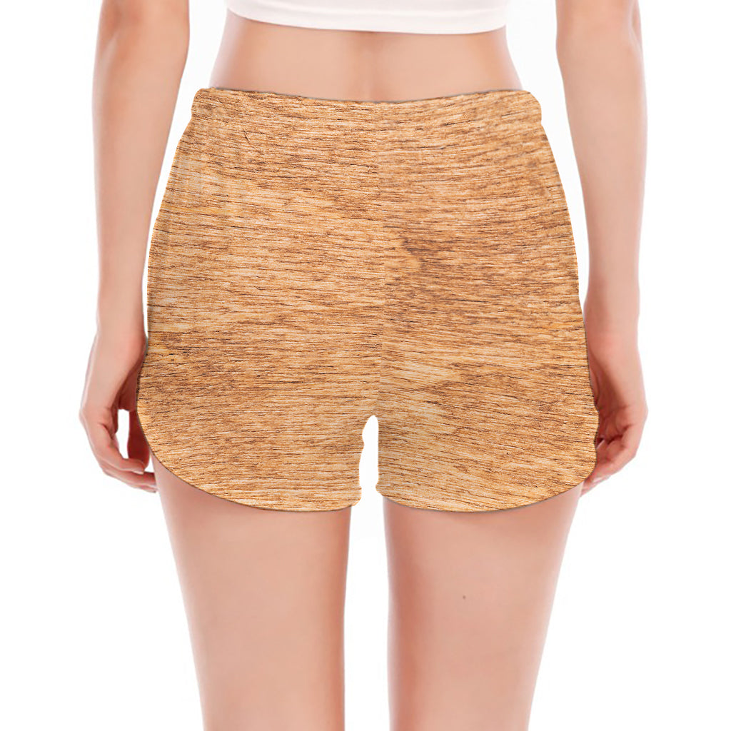Irish Four Leaf Clovers Wood Print Women's Split Running Shorts