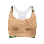Irish Four Leaf Clovers Wood Print Women's Sports Bra