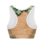 Irish Four Leaf Clovers Wood Print Women's Sports Bra
