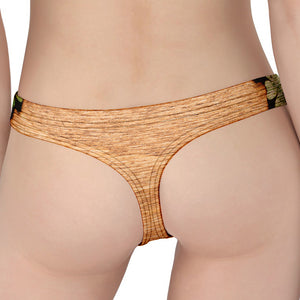 Irish Four Leaf Clovers Wood Print Women's Thong