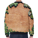 Irish Four Leaf Clovers Wood Print Zip Sleeve Bomber Jacket