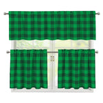 Irish Green Buffalo Check Pattern Print 3 Piece Kitchen Curtains