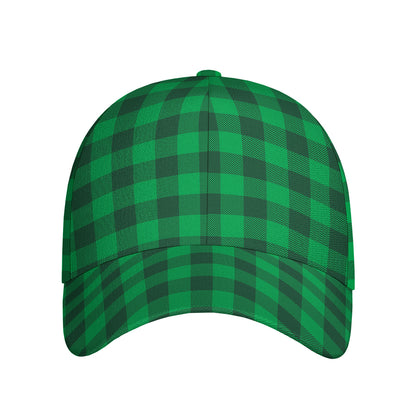 Irish Green Buffalo Check Pattern Print Baseball Cap