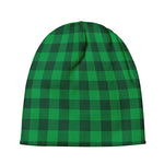 Irish Green Buffalo Check Pattern Print Beanie