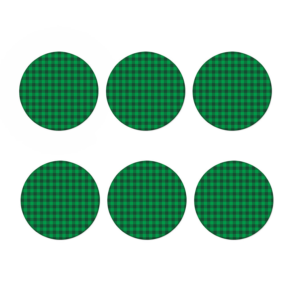 Irish Green Buffalo Check Pattern Print Coaster Set