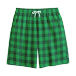 Irish Green Buffalo Check Pattern Print Cotton Shorts