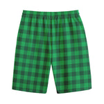 Irish Green Buffalo Check Pattern Print Cotton Shorts