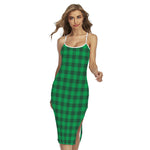 Irish Green Buffalo Check Pattern Print Cross Back Cami Dress