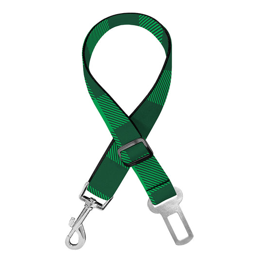 Irish Green Buffalo Check Pattern Print Dog Seat Belt