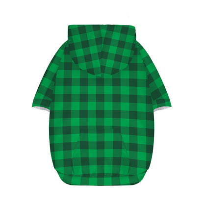 Irish Green Buffalo Check Pattern Print Dog Zip Up Hoodie
