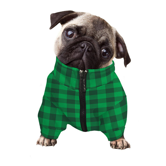 Irish Green Buffalo Check Pattern Print Dog Zip Up Jacket