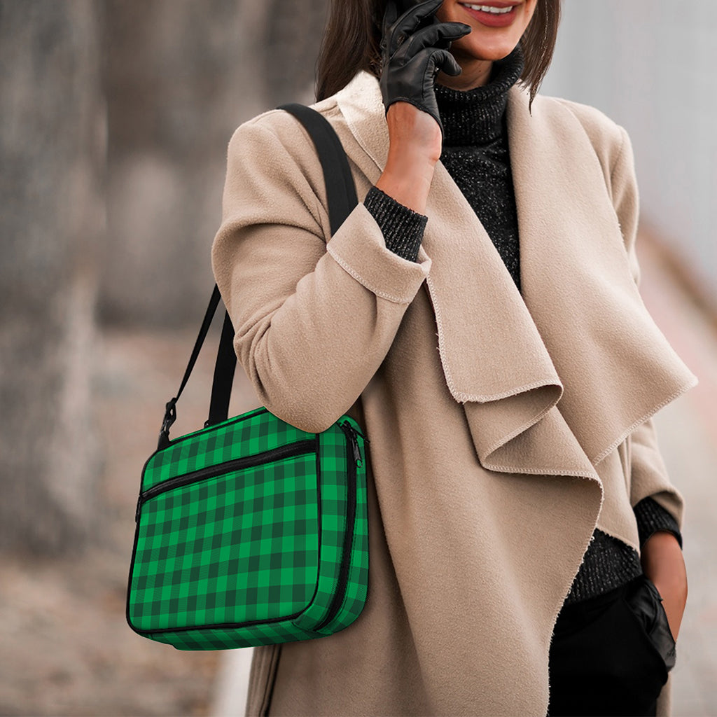 Irish Green Buffalo Check Pattern Print Double Strap Bible Bag