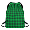 Irish Green Buffalo Check Pattern Print Drawstring Backpack