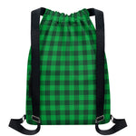 Irish Green Buffalo Check Pattern Print Drawstring Backpack