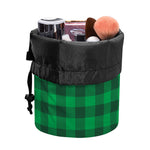 Irish Green Buffalo Check Pattern Print Drawstring Makeup Bag