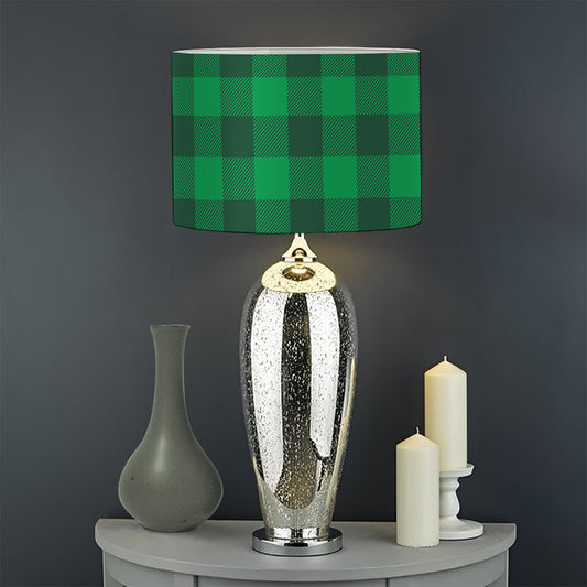 Irish Green Buffalo Check Pattern Print Drum Lamp Shade
