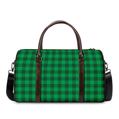 Irish Green Buffalo Check Pattern Print Duffle Bag