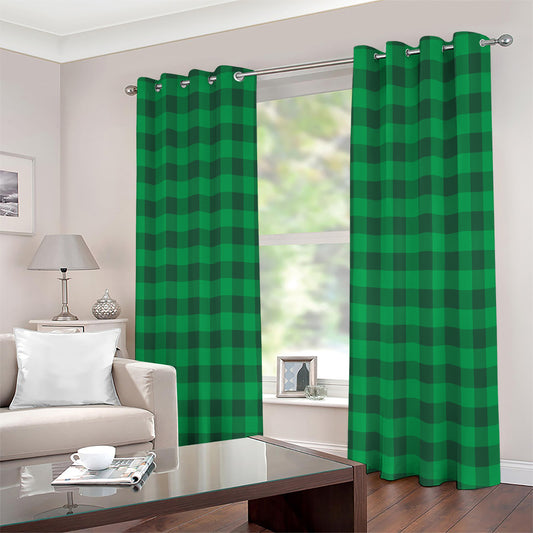 Irish Green Buffalo Check Pattern Print Extra Wide Grommet Curtains