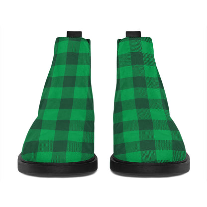 Irish Green Buffalo Check Pattern Print Flat Ankle Boots