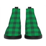 Irish Green Buffalo Check Pattern Print Flat Ankle Boots