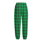 Irish Green Buffalo Check Pattern Print Fleece Lined Knit Pants
