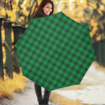 Irish Green Buffalo Check Pattern Print Foldable Umbrella