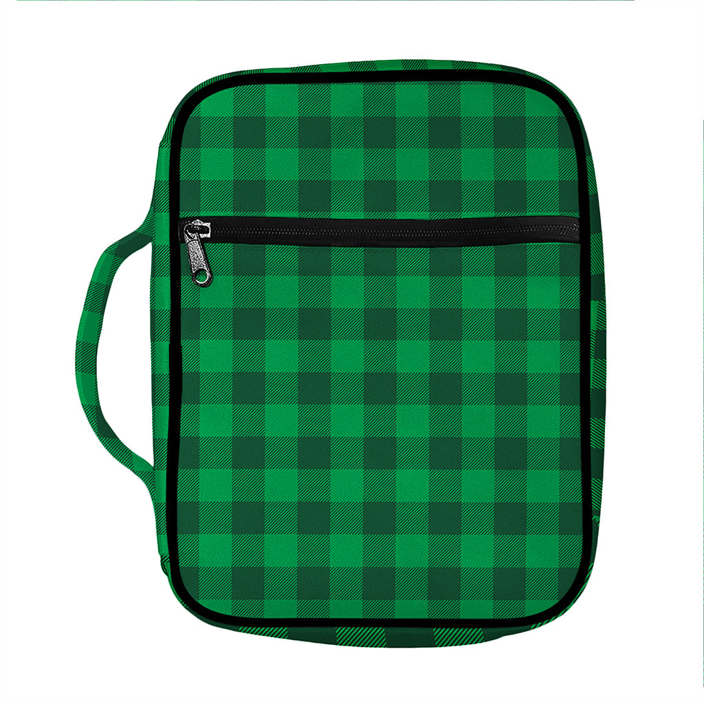 Irish Green Buffalo Check Pattern Print Front Pocket Bible Bag