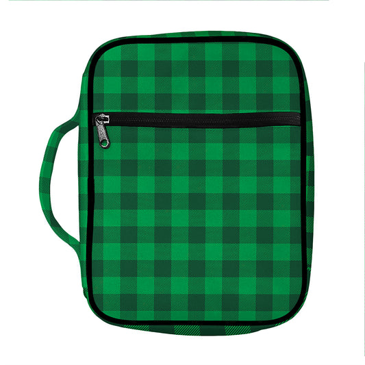 Irish Green Buffalo Check Pattern Print Front Pocket Bible Bag