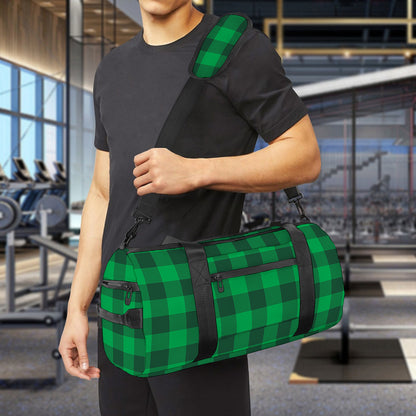 Irish Green Buffalo Check Pattern Print Gym Bag