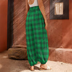 Irish Green Buffalo Check Pattern Print Harem Pants