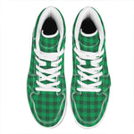 Irish Green Buffalo Check Pattern Print High Top Leather Sneakers