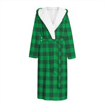 Irish Green Buffalo Check Pattern Print Hooded Bathrobe