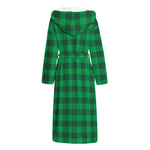 Irish Green Buffalo Check Pattern Print Hooded Bathrobe
