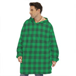 Irish Green Buffalo Check Pattern Print Hoodie Blanket