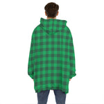 Irish Green Buffalo Check Pattern Print Hoodie Blanket