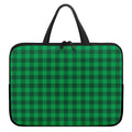 Irish Green Buffalo Check Pattern Print Laptop Sleeve With Handle