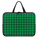 Irish Green Buffalo Check Pattern Print Laptop Sleeve With Handle