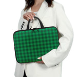 Irish Green Buffalo Check Pattern Print Laptop Sleeve With Handle
