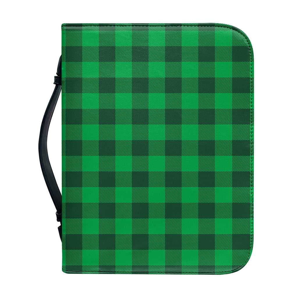 Irish Green Buffalo Check Pattern Print Leather Bible Cover