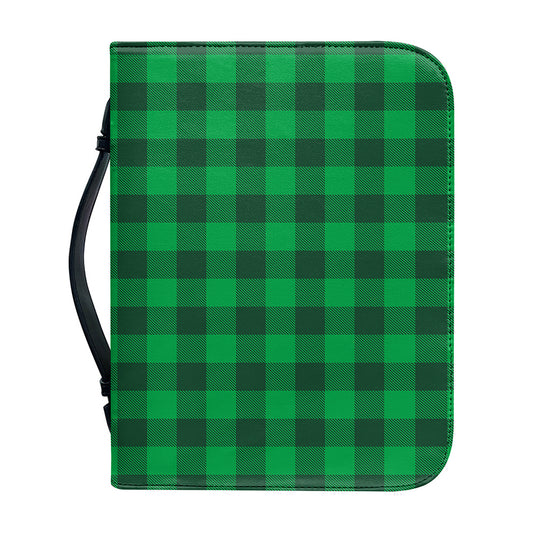 Irish Green Buffalo Check Pattern Print Leather Bible Cover