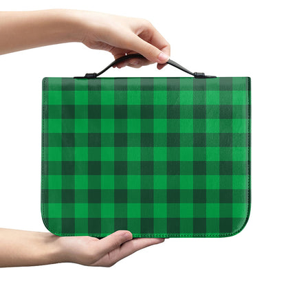 Irish Green Buffalo Check Pattern Print Leather Bible Cover
