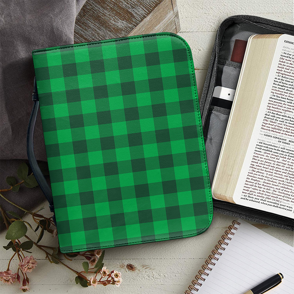Irish Green Buffalo Check Pattern Print Leather Bible Cover
