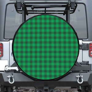 Irish Green Buffalo Check Pattern Print Leather Spare Tire Cover