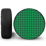 Irish Green Buffalo Check Pattern Print Leather Spare Tire Cover