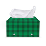 Irish Green Buffalo Check Pattern Print Leather Tissue Box Cover
