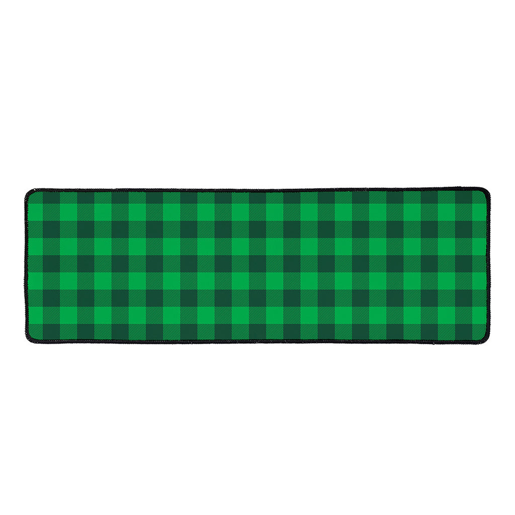 Irish Green Buffalo Check Pattern Print Long Kitchen Mat