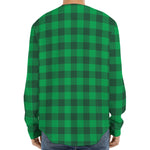 Irish Green Buffalo Check Pattern Print Long Sleeve Baseball Jersey