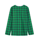 Irish Green Buffalo Check Pattern Print Long Sleeve Short Coat